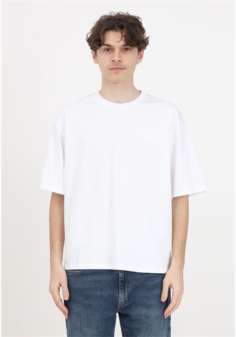 T-shirt bianca uomo donna con logo cucito sul davanti e sul retro GARMENT WORKSHOP | S4GMUATH021001
